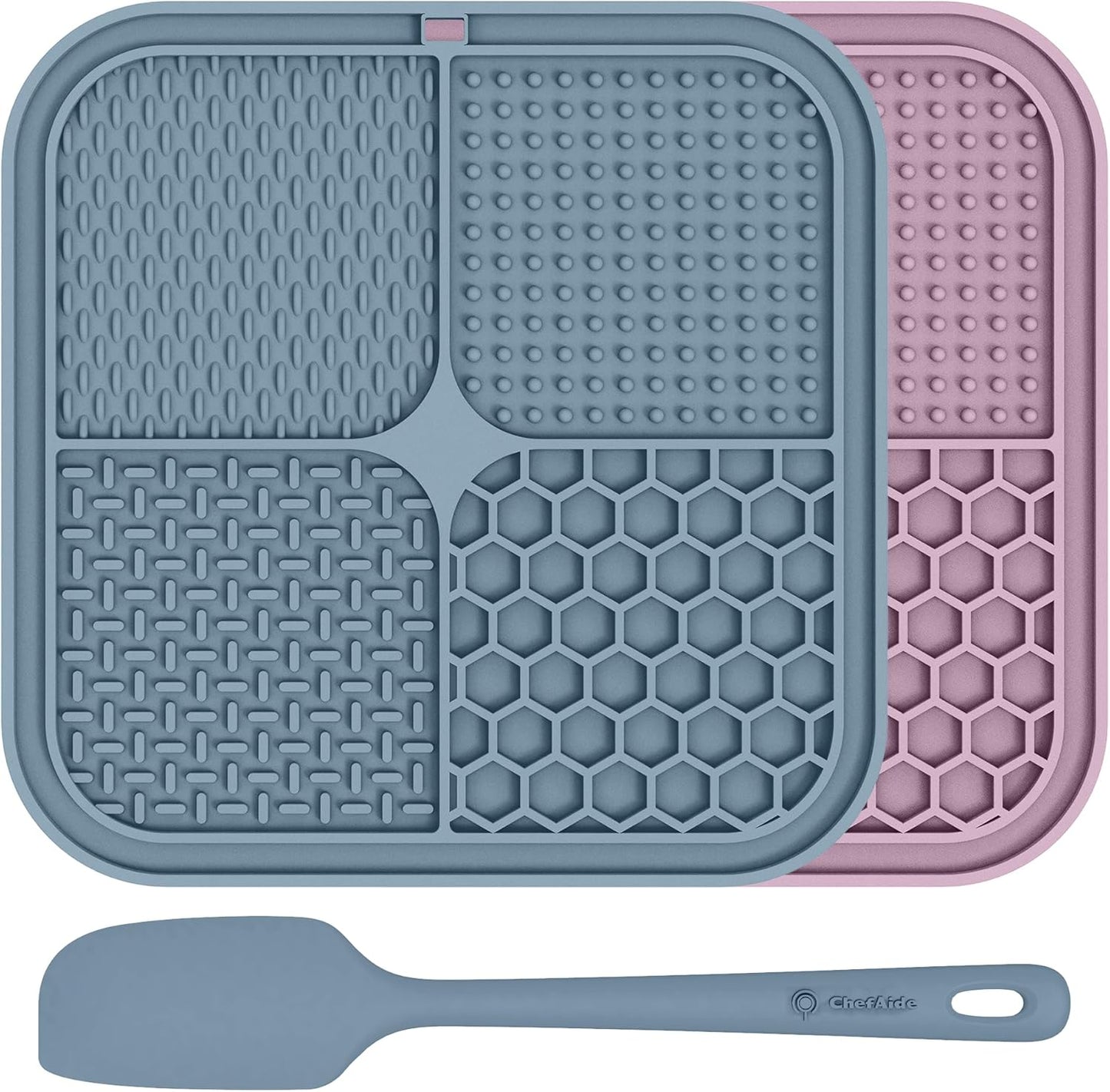 ChefAide 2 Pack Lick Mat for Dogs.Cats.Upgraded 8.5×8.5 inches Licking Mats with Suction Cups.Slow Feeder Licking Pad for Anxiety Relief and Boredom Reducer.Suitable for Dog Training Set 2