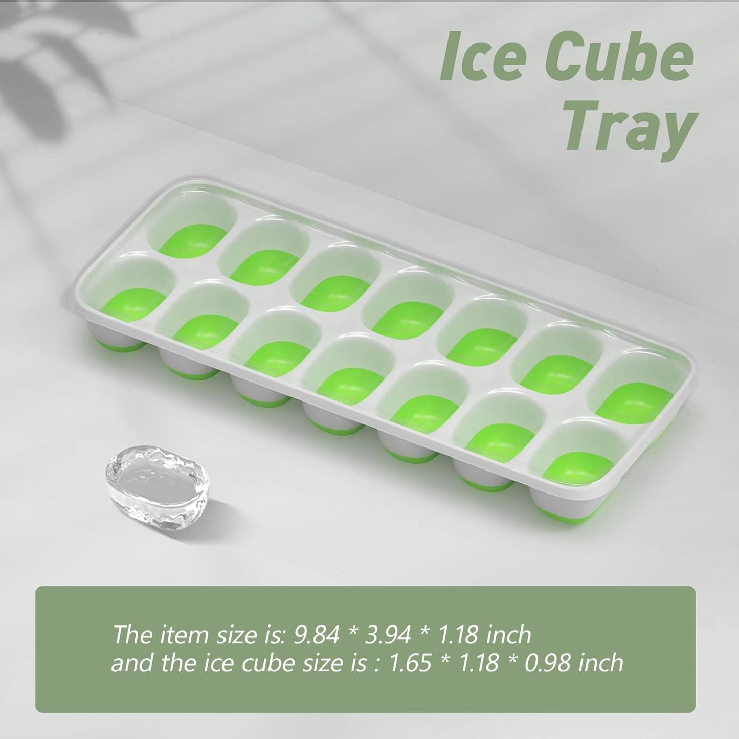 ChefAide Ice Cube Tray with Lid. 2 Packs 28 Cubes Durable Stackable Ice Cube Trays for Freezer with Removable Lids. Easy-Release Plastic & Silicone Ice Tray for Cocktail. Coffee