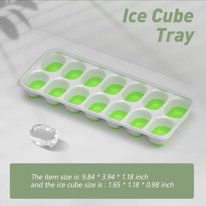 ChefAide Ice Cube Tray with Lid. 2 Packs 28 Cubes Durable Stackable Ice Cube Trays for Freezer with Removable Lids. Easy-Release Plastic & Silicone Ice Tray for Cocktail. Coffee