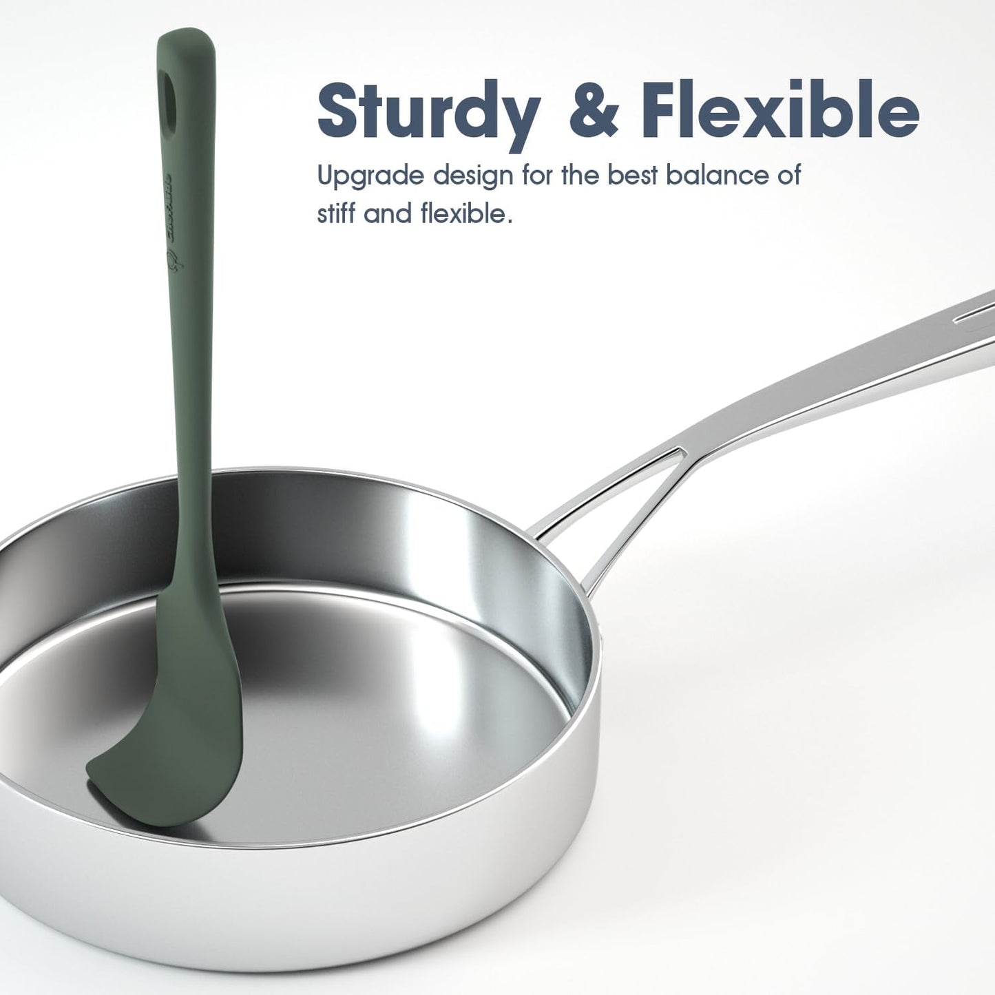 ChefAide 5 Pieces Silicone Spatula Set. Food Grade Rubber Spatula. Upgrade Strong Handle with Ergonomic Grip. Heat Resistant Up to 600°F for Nonstick Cookware. Cooking