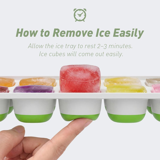 ChefAide Ice Cube Tray with Lid. 4 Packs 56 Cubes Durable Stackable Ice Cube Trays for Freezer with Removable Lids. Easy-Release Plastic & Silicone Ice Tray for Cocktail. Coffee