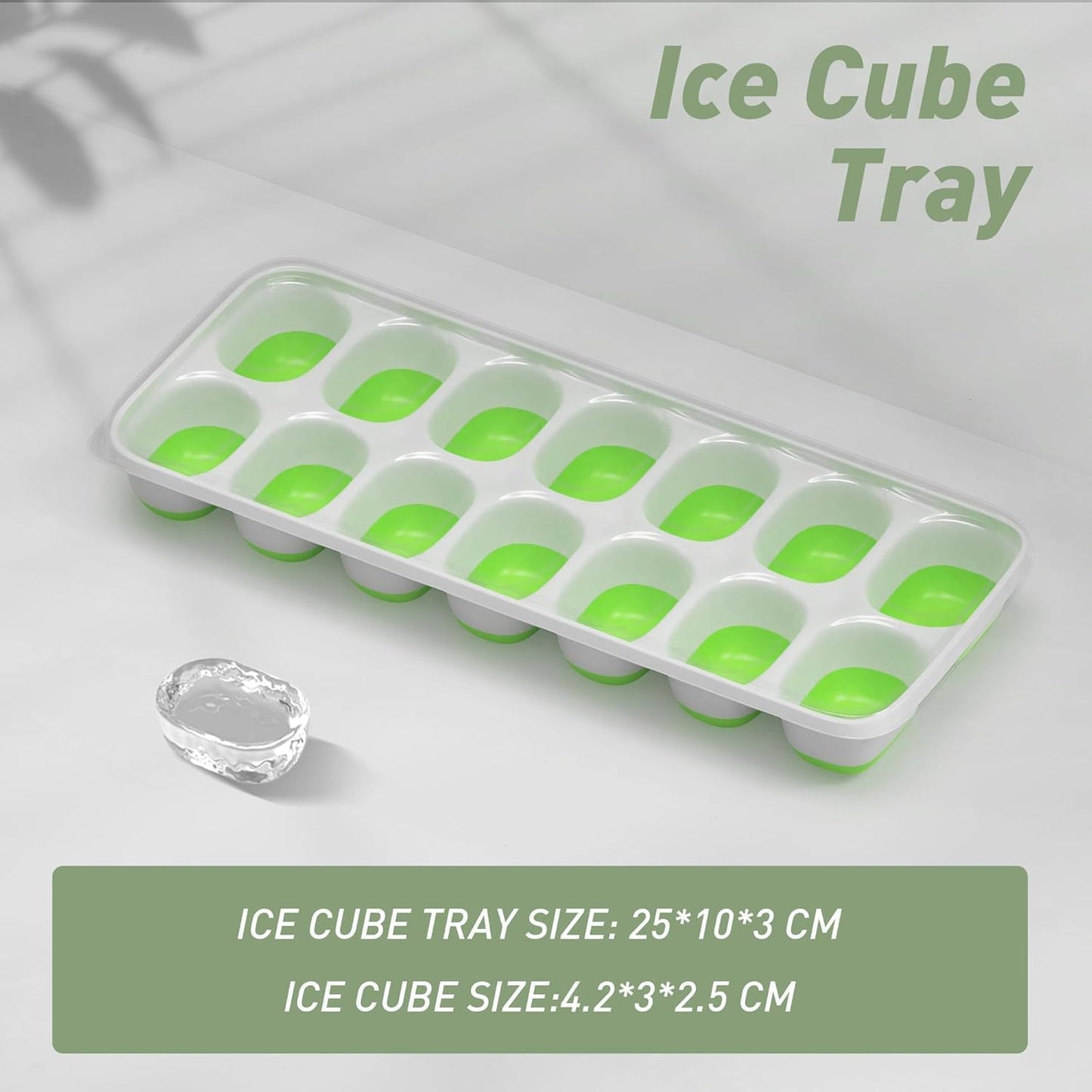 ChefAide Ice Cube Tray with Lid. 4 Packs 56 Cubes Durable Stackable Ice Cube Trays for Freezer with Removable Lids. Easy-Release Plastic & Silicone Ice Tray for Cocktail. Coffee