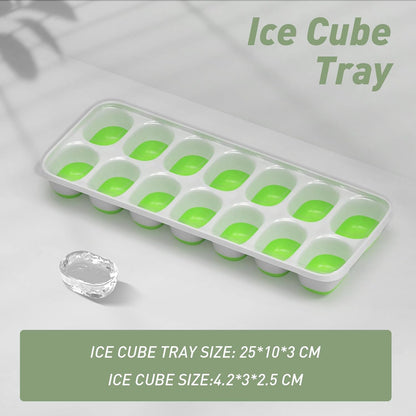 ChefAide Ice Cube Tray with Lid. 4 Packs 56 Cubes Durable Stackable Ice Cube Trays for Freezer with Removable Lids. Easy-Release Plastic & Silicone Ice Tray for Cocktail. Coffee