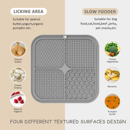 ChefAide 2 Pack Lick Mat for Dogs.Cats.Upgraded 8.5×8.5 inches Licking Mats with Suction Cups.Slow Feeder Licking Pad for Anxiety Relief and Boredom Reducer.Suitable for Dog Training Set 2