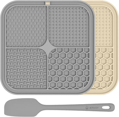 ChefAide 2 Pack Lick Mat for Dogs.Cats.Upgraded 8.5×8.5 inches Licking Mats with Suction Cups.Slow Feeder Licking Pad for Anxiety Relief and Boredom Reducer.Suitable for Dog Training Set 2