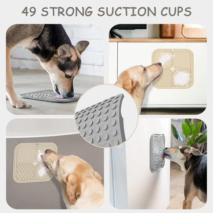 ChefAide 2 Pack Lick Mat for Dogs.Cats.Upgraded 8.5×8.5 inches Licking Mats with Suction Cups.Slow Feeder Licking Pad for Anxiety Relief and Boredom Reducer.Suitable for Dog Training Set 2