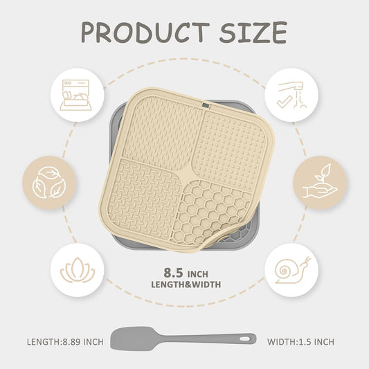 ChefAide 2 Pack Lick Mat for Dogs.Cats.Upgraded 8.5×8.5 inches Licking Mats with Suction Cups.Slow Feeder Licking Pad for Anxiety Relief and Boredom Reducer.Suitable for Dog Training Set 2