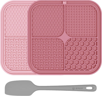 ChefAide 2 Pack Lick Mat for Dogs.Cats.Upgraded 8.5×8.5 inches Licking Mats with Suction Cups.Slow Feeder Licking Pad for Anxiety Relief and Boredom Reducer.Suitable for Dog Training Set 2