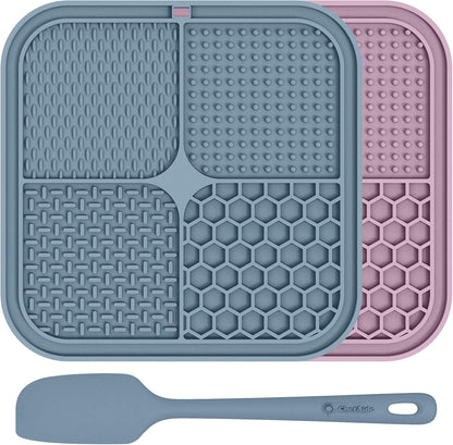 ChefAide 2 Pack Lick Mat for Dogs.Cats.Upgraded 8.5×8.5 inches Licking Mats with Suction Cups.Slow Feeder Licking Pad for Anxiety Relief and Boredom Reducer.Suitable for Dog Training Set 2