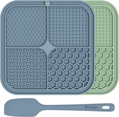 ChefAide 2 Pack Lick Mat for Dogs.Cats.Upgraded 8.5×8.5 inches Licking Mats with Suction Cups.Slow Feeder Licking Pad for Anxiety Relief and Boredom Reducer.Suitable for Dog Training Set 2