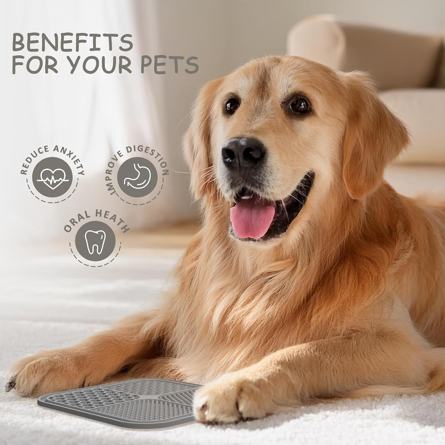 ChefAide 2 Pack Lick Mat for Dogs.Cats.Upgraded 8.5×8.5 inches Licking Mats with Suction Cups.Slow Feeder Licking Pad for Anxiety Relief and Boredom Reducer.Suitable for Dog Training Set 2