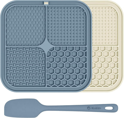 ChefAide 2 Pack Lick Mat for Dogs.Cats.Upgraded 8.5×8.5 inches Licking Mats with Suction Cups.Slow Feeder Licking Pad for Anxiety Relief and Boredom Reducer.Suitable for Dog Training Set 2