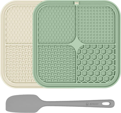 ChefAide 2 Pack Lick Mat for Dogs.Cats.Upgraded 8.5×8.5 inches Licking Mats with Suction Cups.Slow Feeder Licking Pad for Anxiety Relief and Boredom Reducer.Suitable for Dog Training Set 2